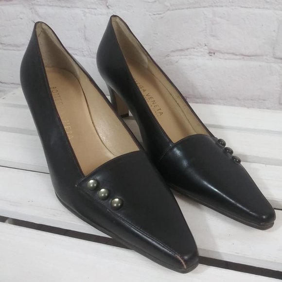 Bottega Venetta Leather Pumps Sz 6B Pointed Toe - Picture 2 of 8